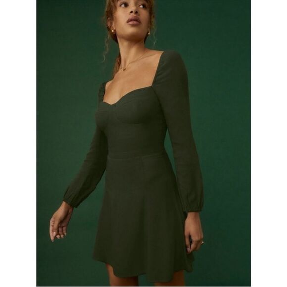 Reformation Mochi Mini Green Dress Size 4 - Picture 4 of 13